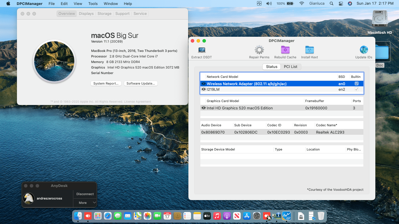 Success Hackintosh macOS Big Sur 11.1 Build 20C69 in Dell Latitude E7470